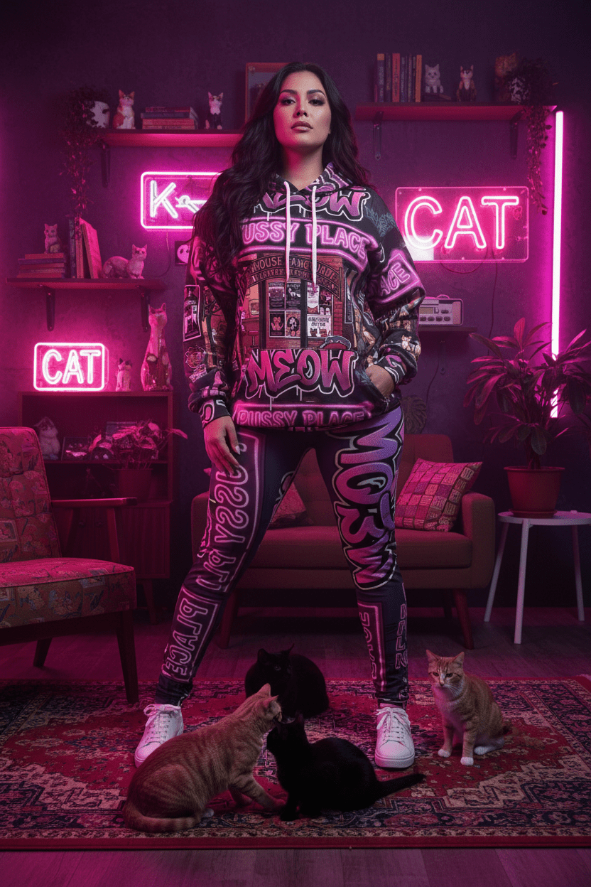Pussy Place - Women's Cut & Sew Casual Leggings (AOP)Ember Spirit Apparel