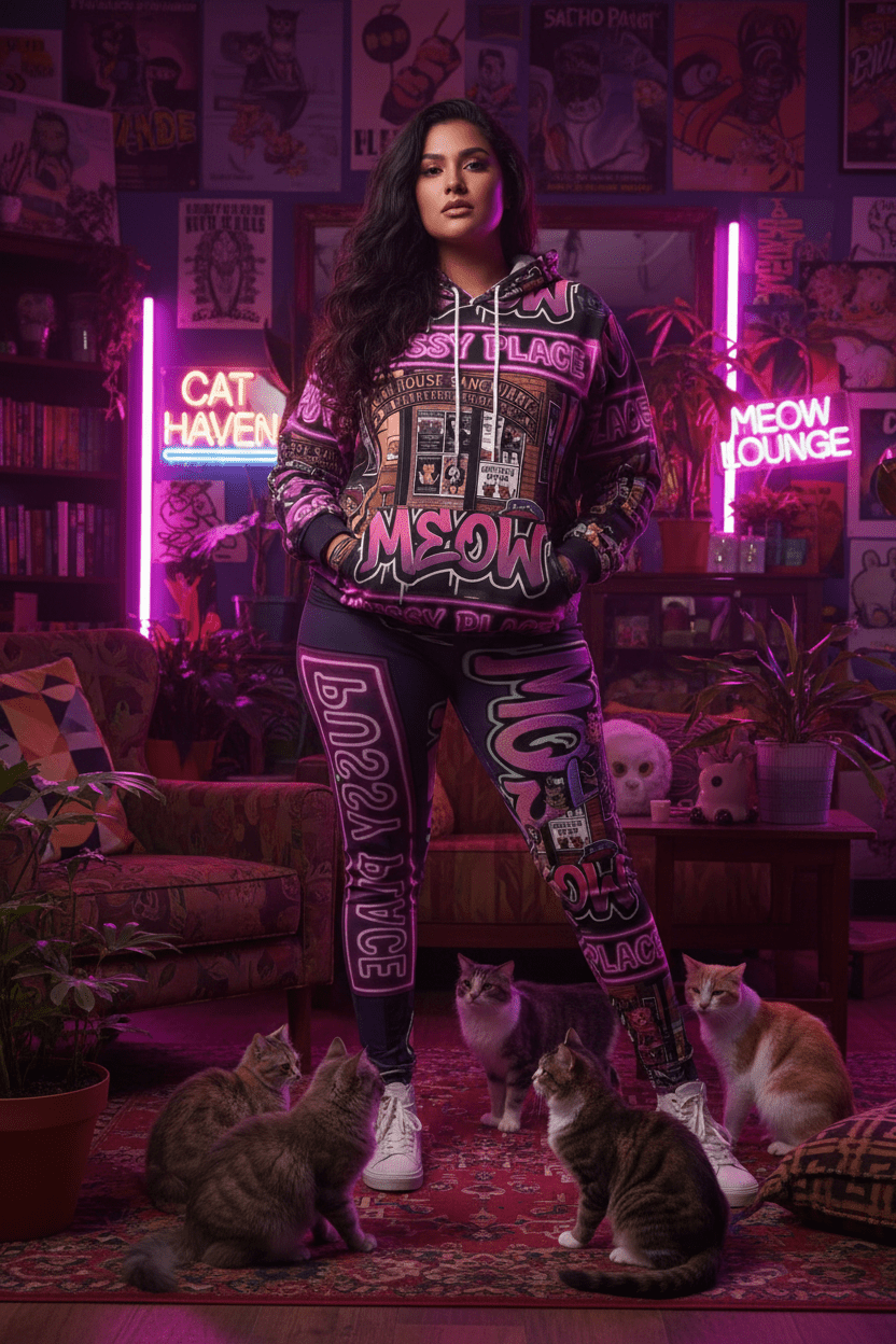 Pussy Place - Women's Cut & Sew Casual Leggings (AOP)Ember Spirit Apparel