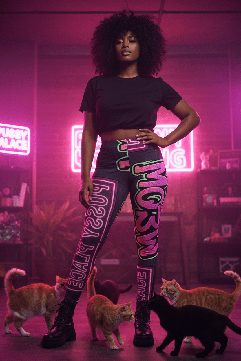 Pussy Place - Women's Cut & Sew Casual Leggings (AOP)Ember Spirit Apparel