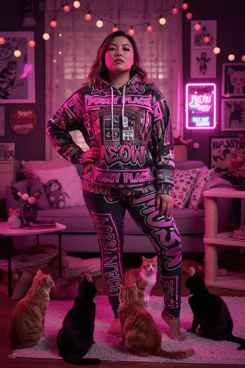 Pussy Place - Women's Cut & Sew Casual Leggings (AOP)Ember Spirit Apparel
