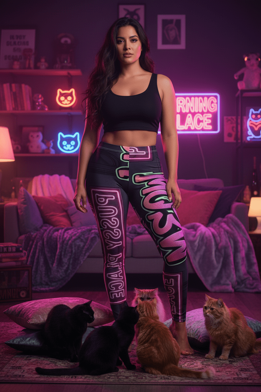 Pussy Place - Women's Cut & Sew Casual Leggings (AOP)Ember Spirit Apparel