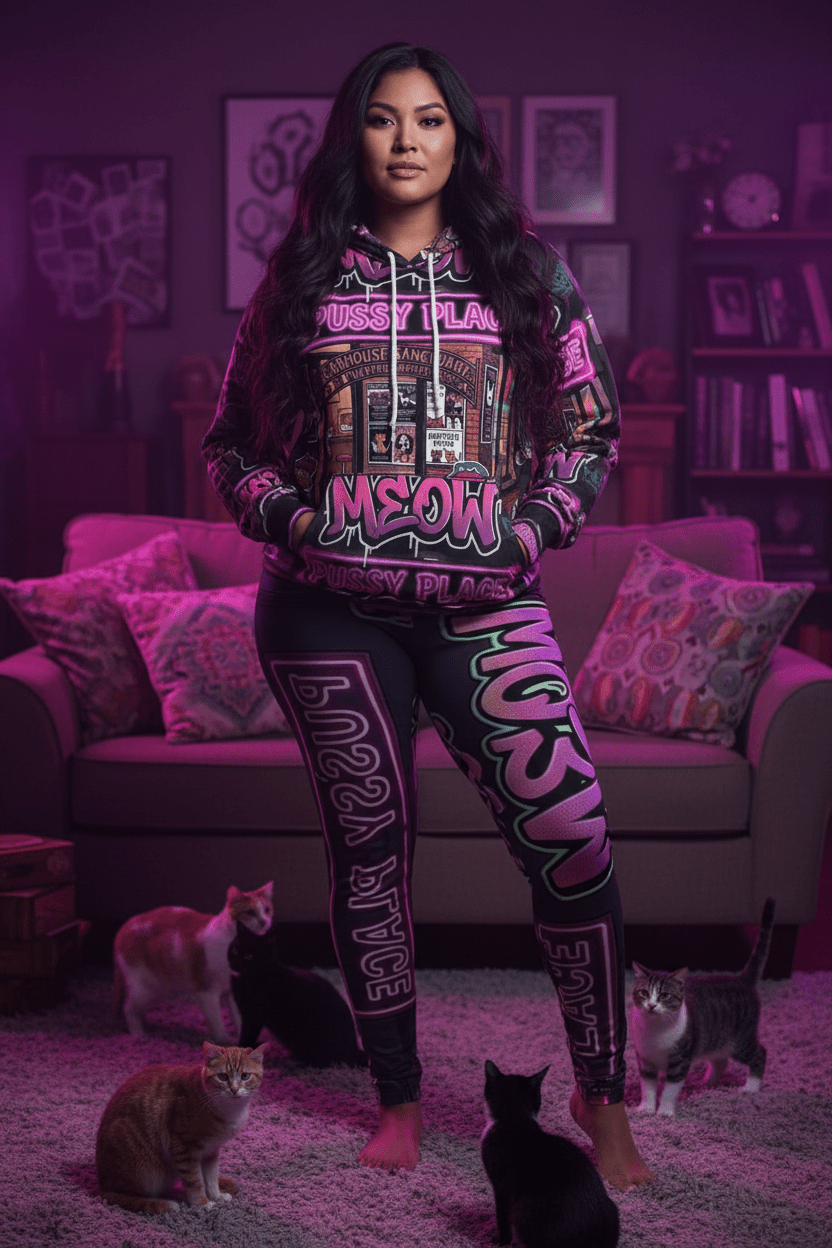 Pussy Place - Women's Cut & Sew Casual Leggings (AOP)Ember Spirit Apparel