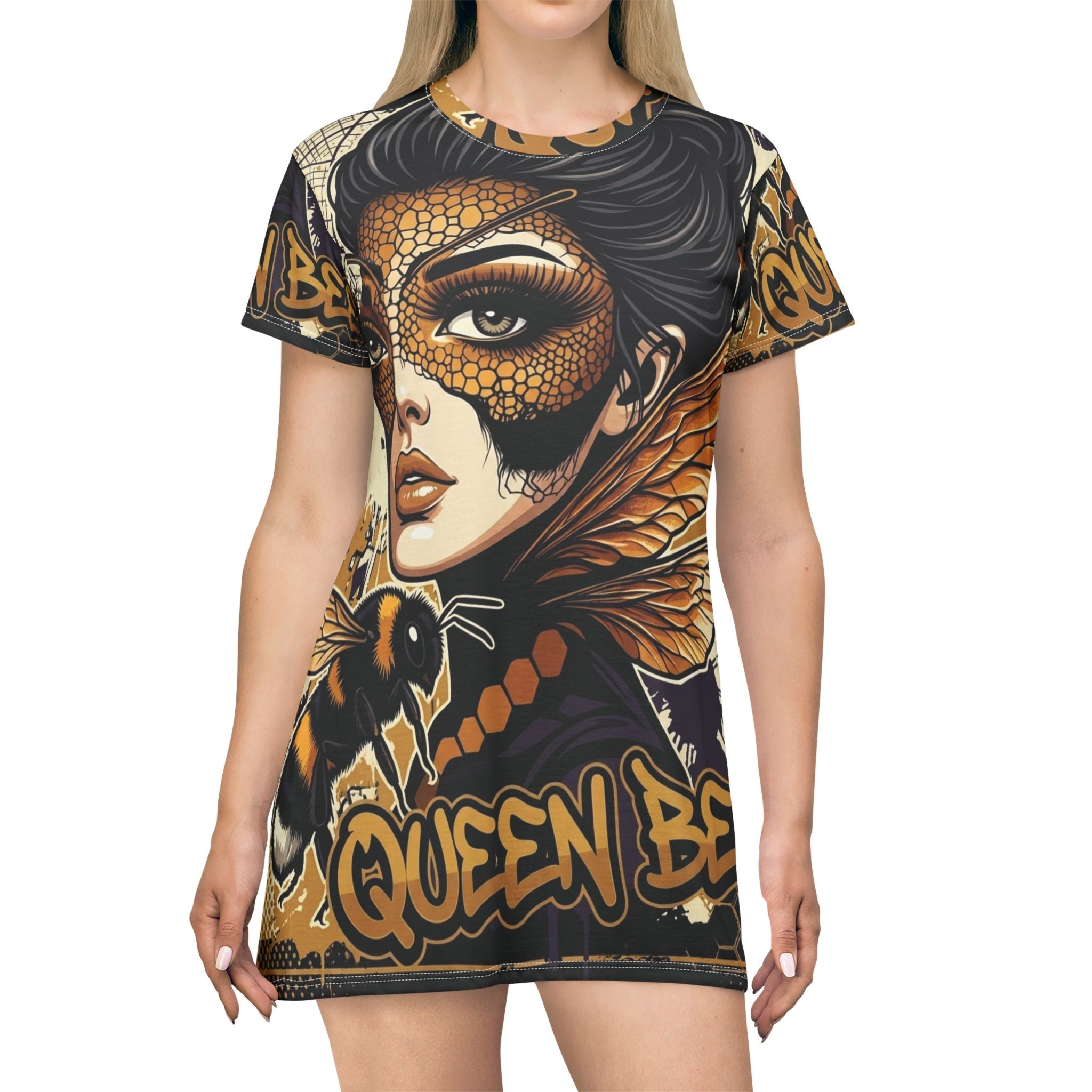 Queen Bee- T-Shirt Dress (AOP)Ember Spirit Apparel