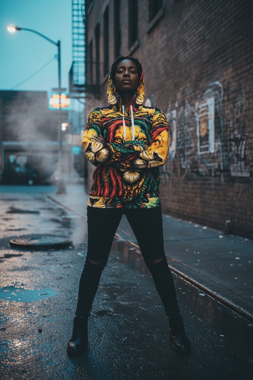 Rasta Lion Dreadlocks Hoodie – Reggae Lion Head All - Over PrintEmber Spirit Apparel