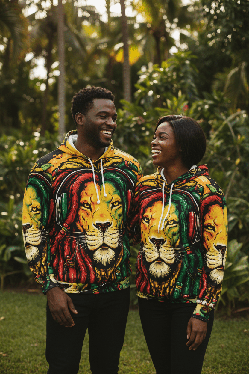 Rasta Lion Dreadlocks Hoodie – Reggae Lion Head All - Over PrintEmber Spirit Apparel
