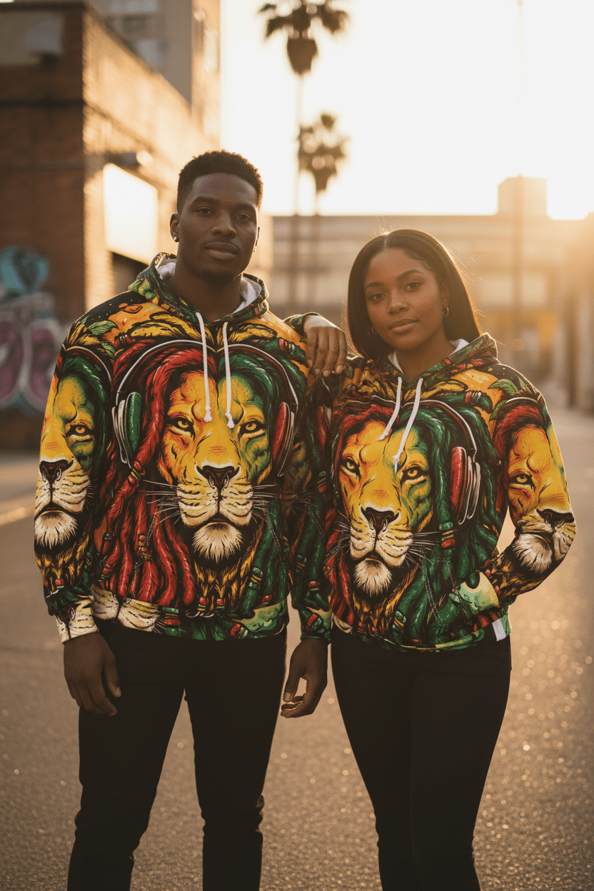 Rasta Lion Dreadlocks Hoodie – Reggae Lion Head All - Over PrintEmber Spirit Apparel