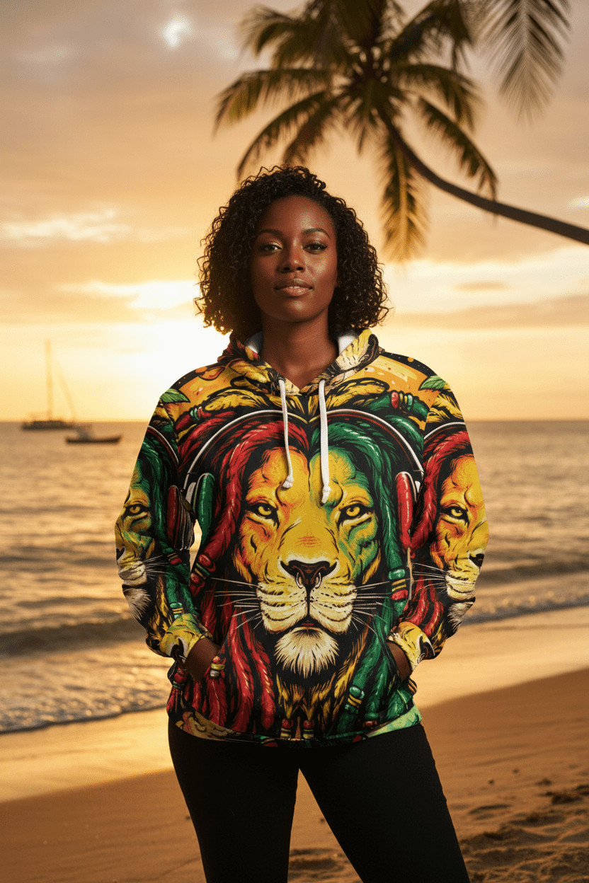 Rasta Lion Dreadlocks Hoodie – Reggae Lion Head All - Over PrintEmber Spirit Apparel