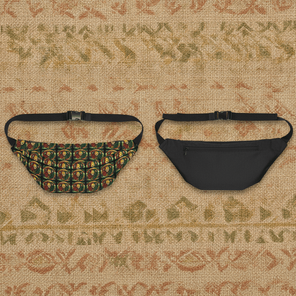 Rasta Lion Pattern Fanny Pack – Large Hip Bag with Reggae ColorsEmber Spirit Apparel