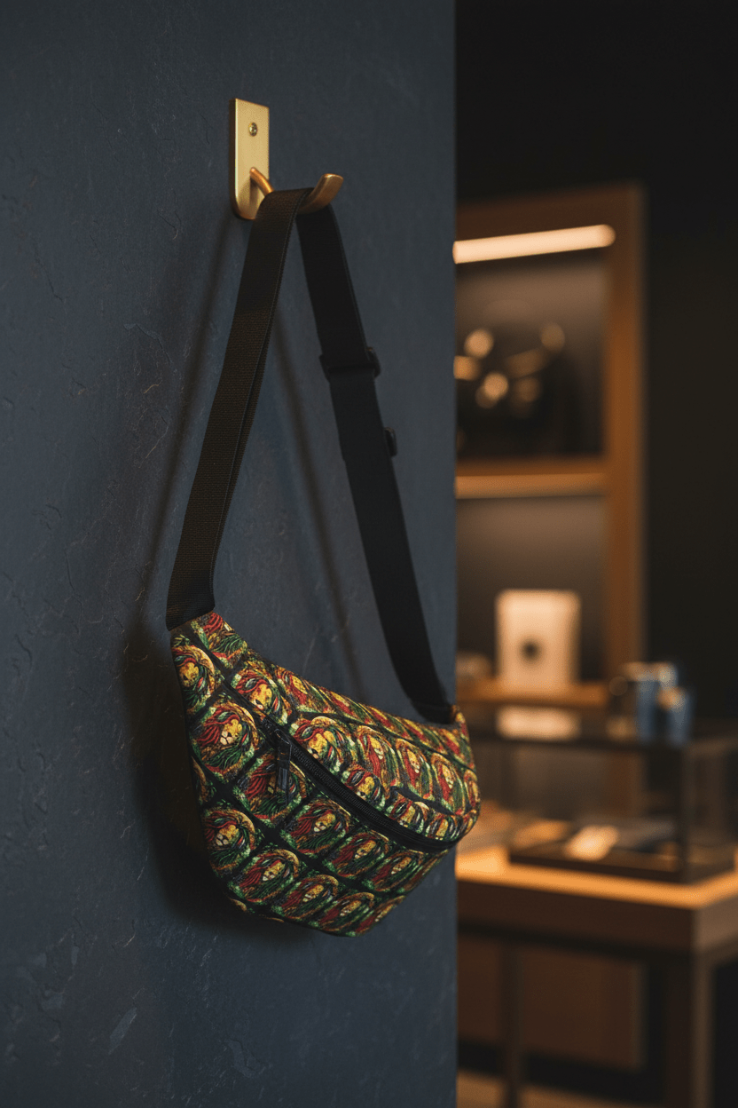 Rasta Lion Pattern Fanny Pack – Large Hip Bag with Reggae ColorsEmber Spirit Apparel