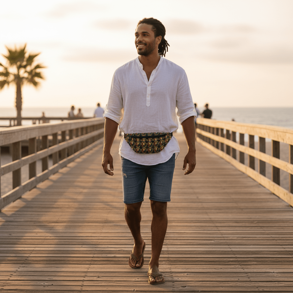 Rasta Lion Pattern Fanny Pack – Large Hip Bag with Reggae ColorsEmber Spirit Apparel