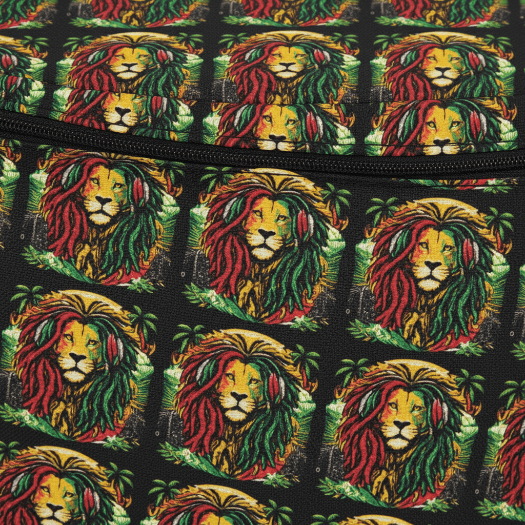 Rasta Lion Pattern Fanny Pack – Large Hip Bag with Reggae ColorsEmber Spirit Apparel