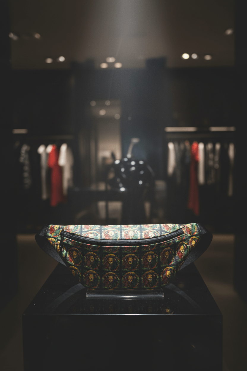 Rasta Lion Pattern Fanny Pack – Large Hip Bag with Reggae ColorsEmber Spirit Apparel