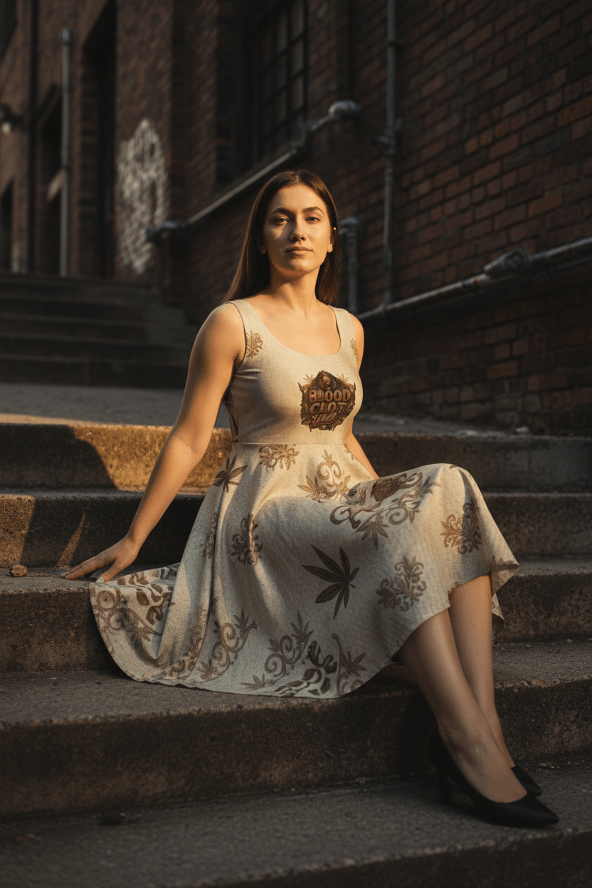 Rastafari Lion Skater Dress — Vintage Cannabis Leaf PatternEmber Spirit Apparel
