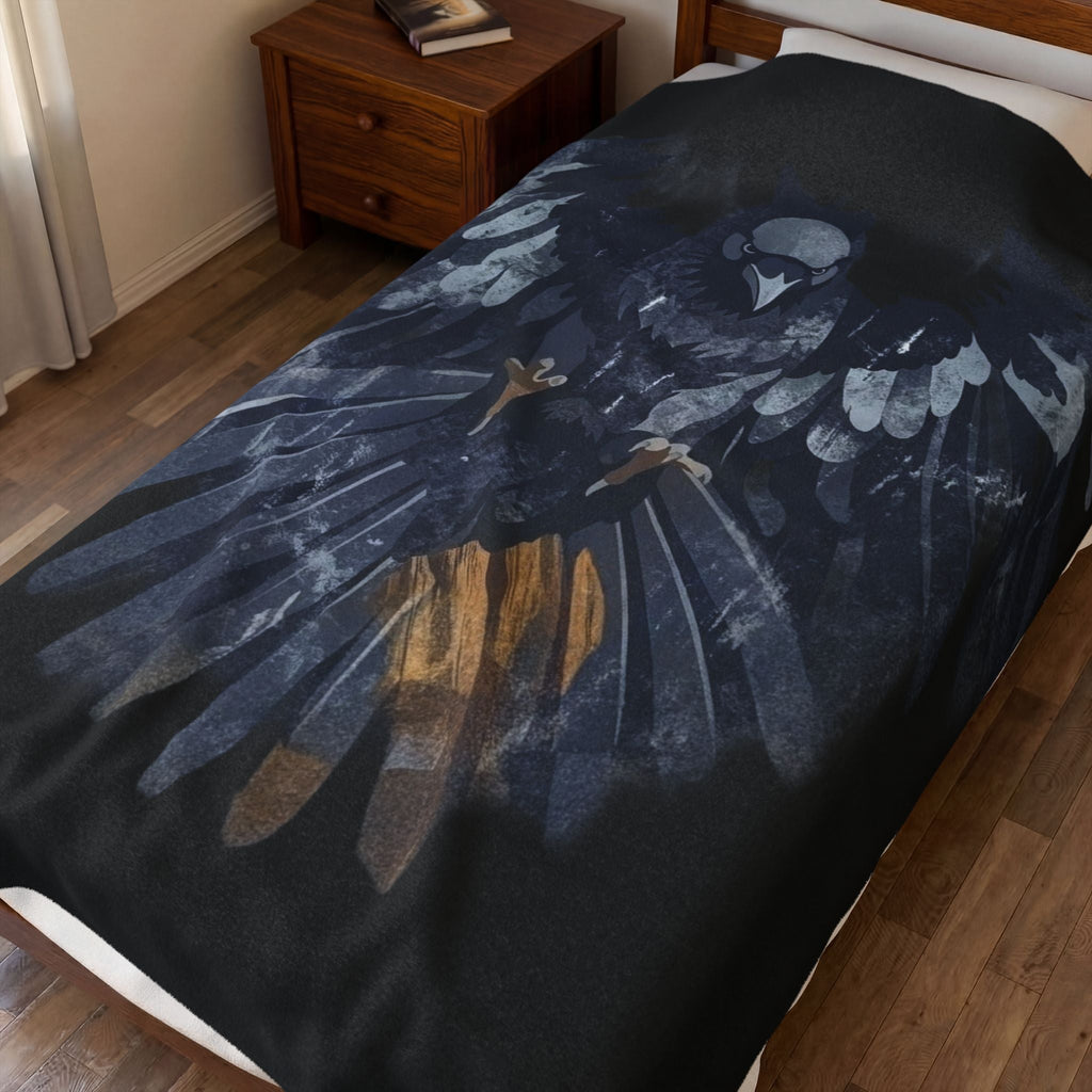Raven Moon Velveteen Plush Blanket — Cozy Dark Gothic ThrowEmber Spirit Apparel
