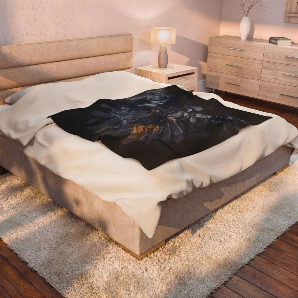 Raven Moon Velveteen Plush Blanket — Cozy Dark Gothic ThrowEmber Spirit Apparel