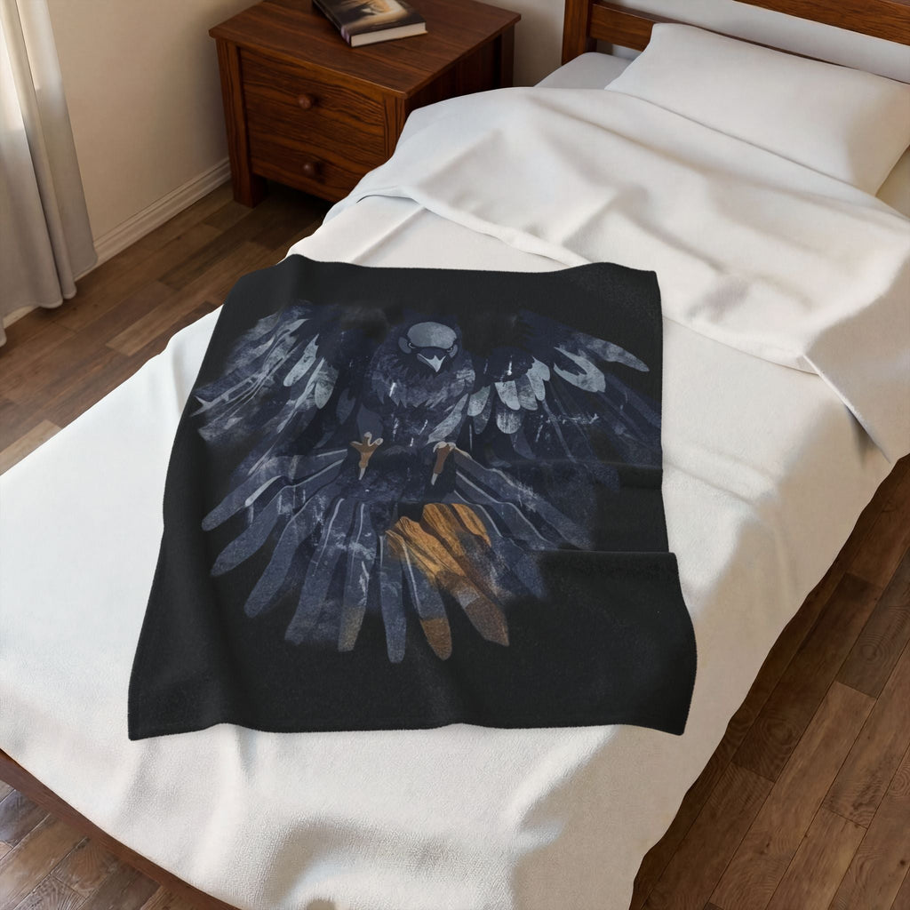 Raven Moon Velveteen Plush Blanket — Cozy Dark Gothic ThrowEmber Spirit Apparel
