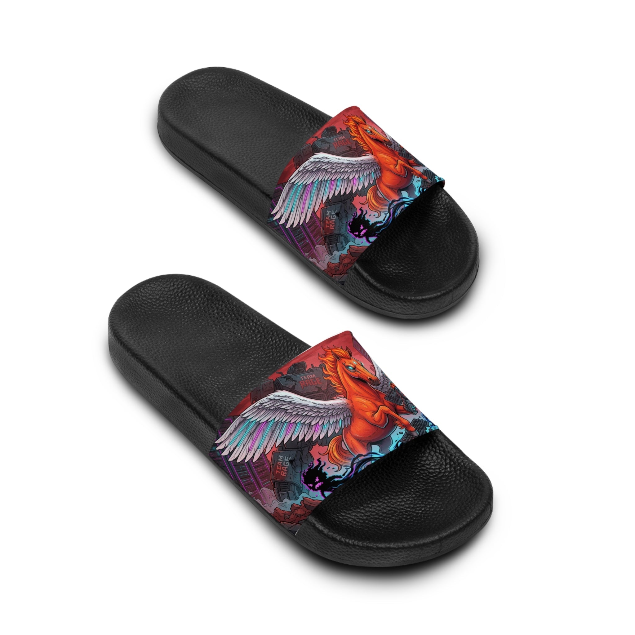 Red Horse Gamer Slides — Men's Gaming Slide SandalsEmber Spirit Apparel