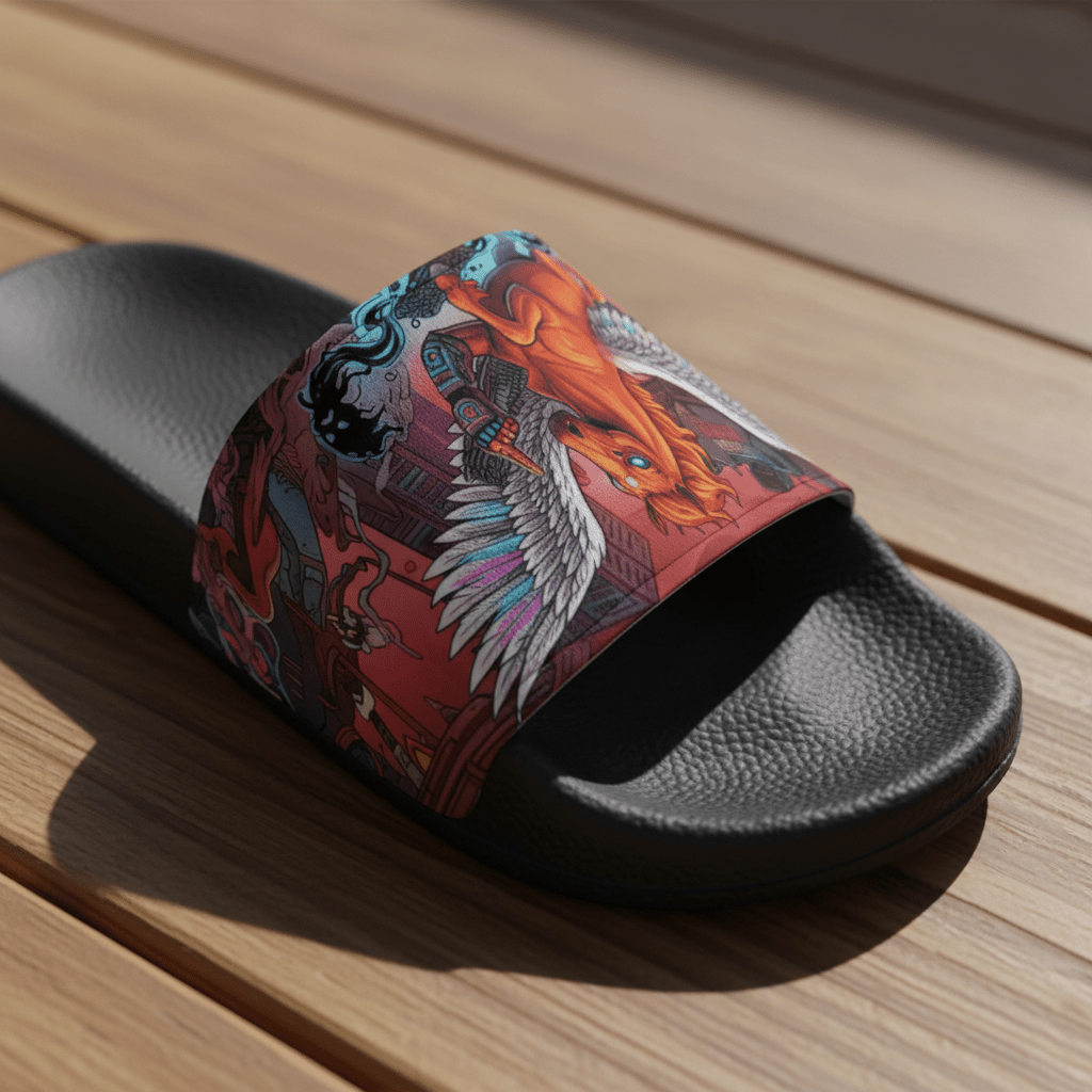 Red Horse Gamer Slides — Men's Gaming Slide SandalsEmber Spirit Apparel