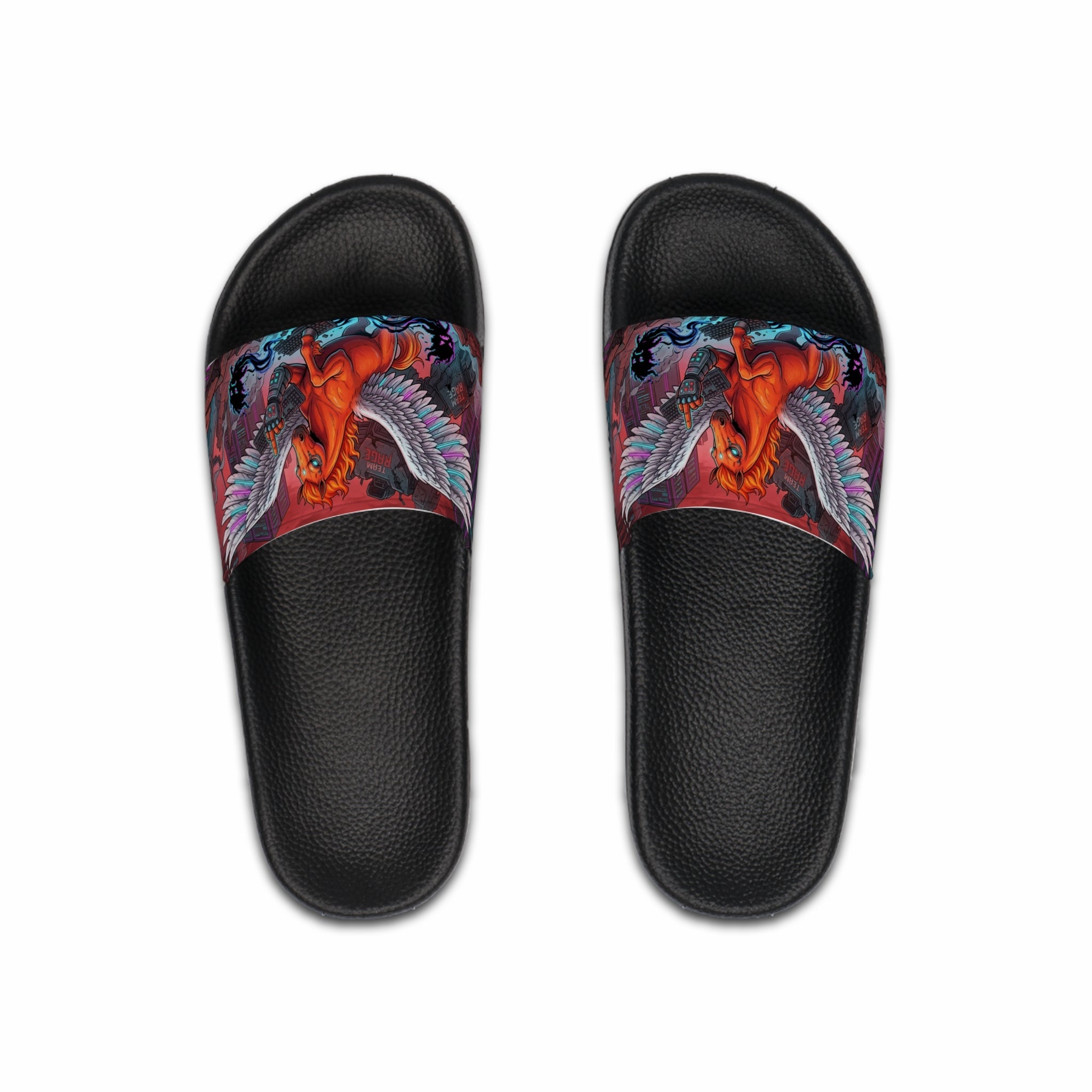 Red Horse Gamer Slides — Men's Gaming Slide SandalsEmber Spirit Apparel