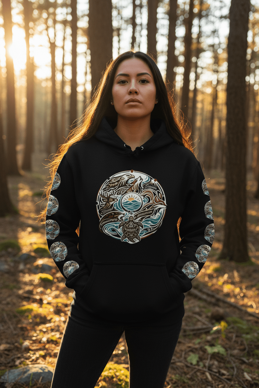 Red Road Animal Teachings Hoodie — Native Wisdom Explained (100% Cotton)Ember Spirit Apparel