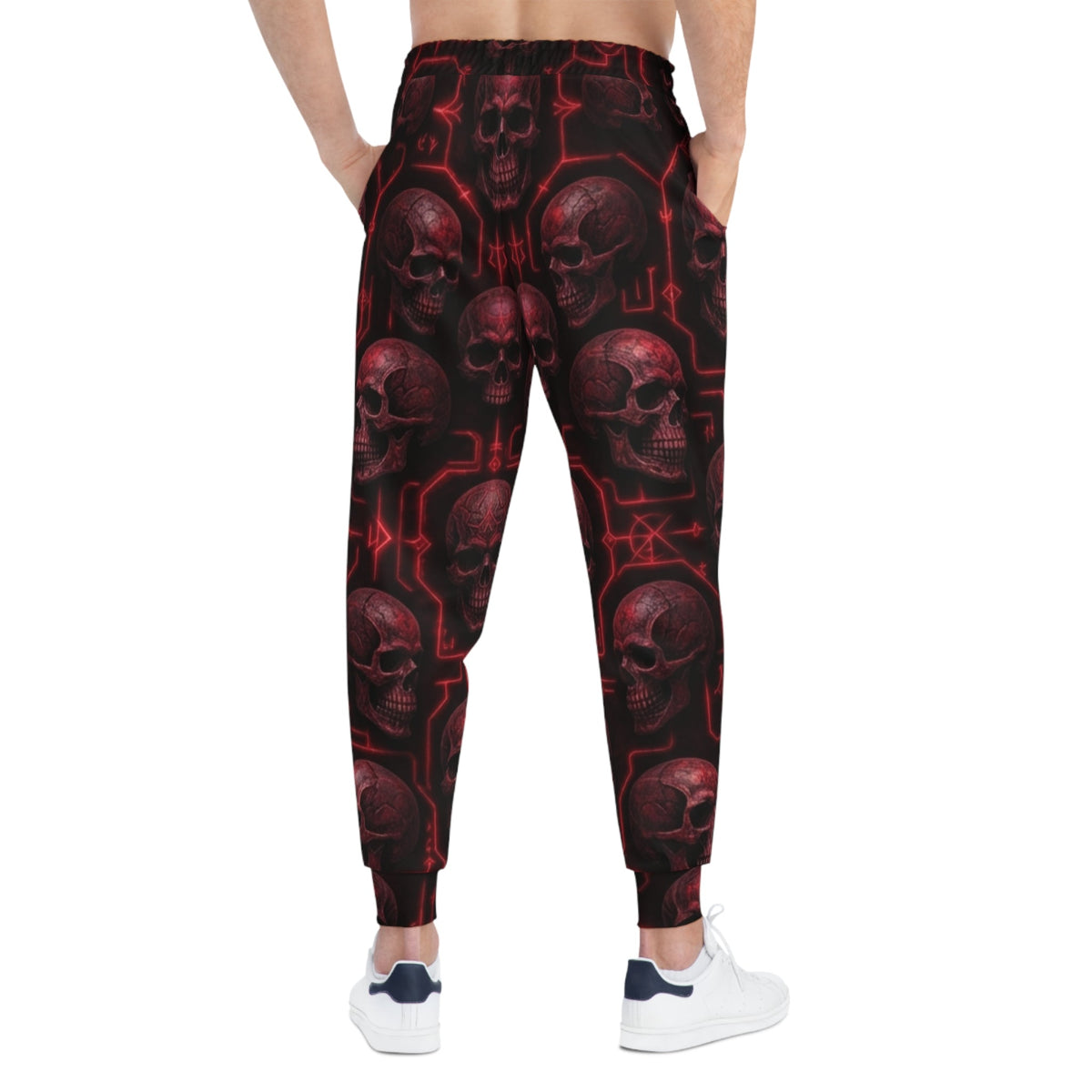 Red Wired Relics Skulls Athletic Joggers (AOP)Ember Spirit Apparel