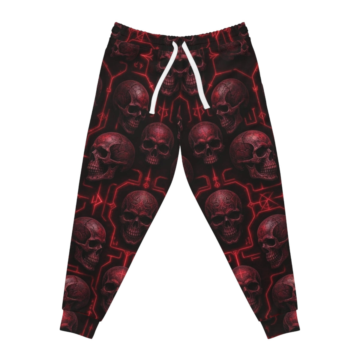 Red Wired Relics Skulls Athletic Joggers (AOP)Ember Spirit Apparel