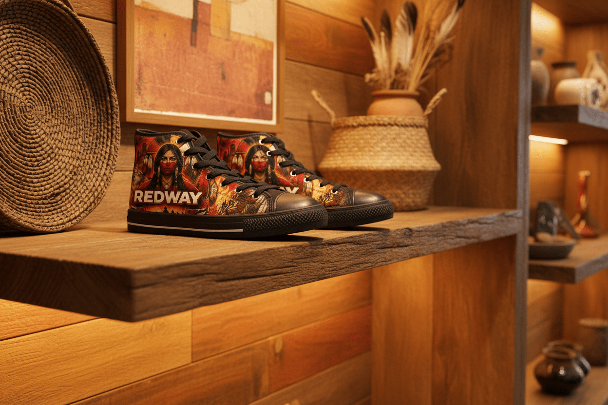 Redway Native Portrait High - Top Sneakers — Men’s Classic ShoesEmber Spirit Apparel