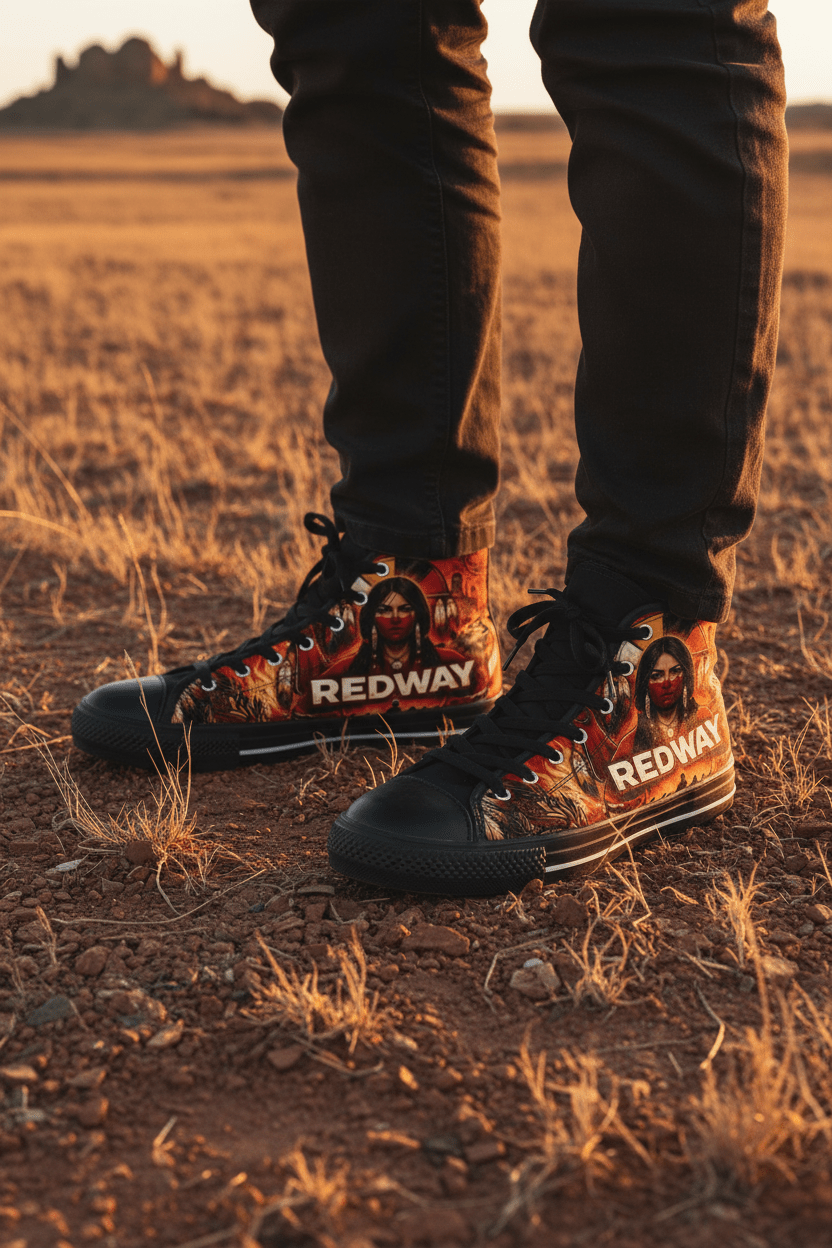Redway Native Portrait High - Top Sneakers — Men’s Classic ShoesEmber Spirit Apparel
