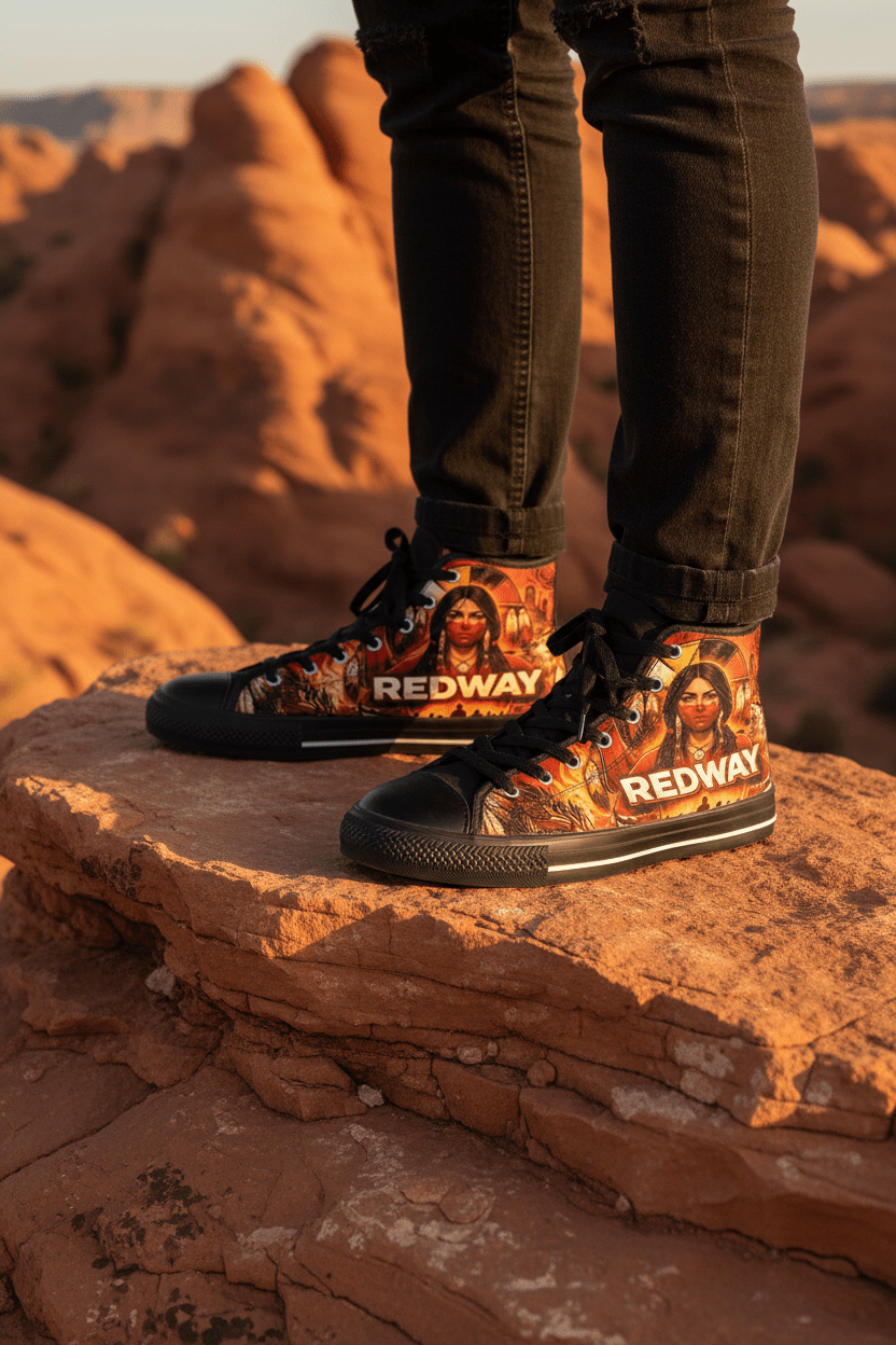 Redway Native Portrait High - Top Sneakers — Men’s Classic ShoesEmber Spirit Apparel