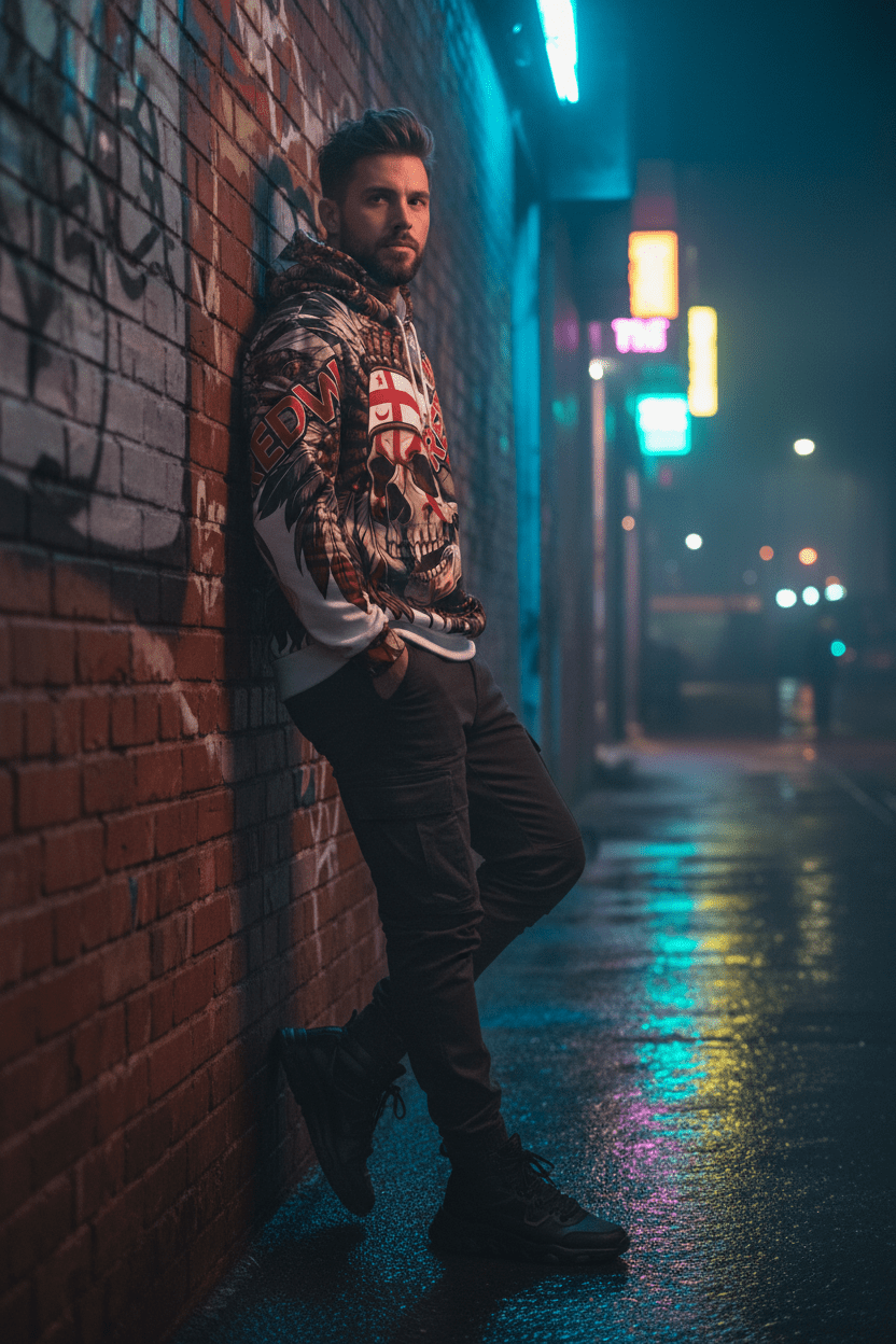 Redway Skull Hooded Sweatshirt — Native Headdress Graphic HoodieEmber Spirit Apparel