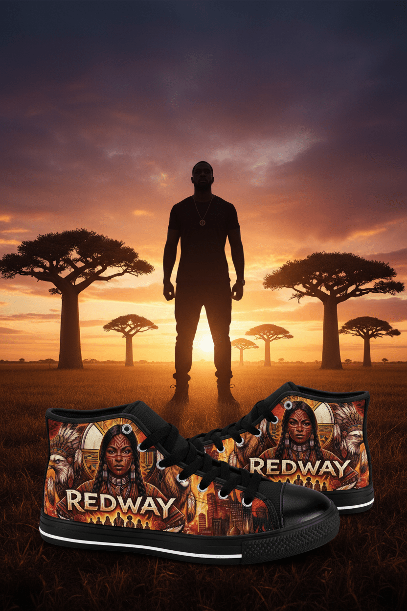 Redway Urban Warrior Sneakers — Indigenous & African Heritage Men's ClassicEmber Spirit Apparel