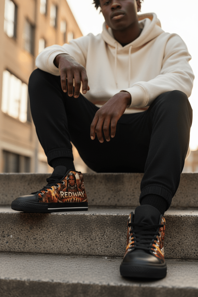 Redway Urban Warrior Sneakers — Indigenous & African Heritage Men's ClassicEmber Spirit Apparel