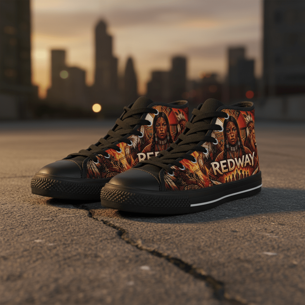 Redway Urban Warrior Sneakers — Indigenous & African Heritage Men's ClassicEmber Spirit Apparel