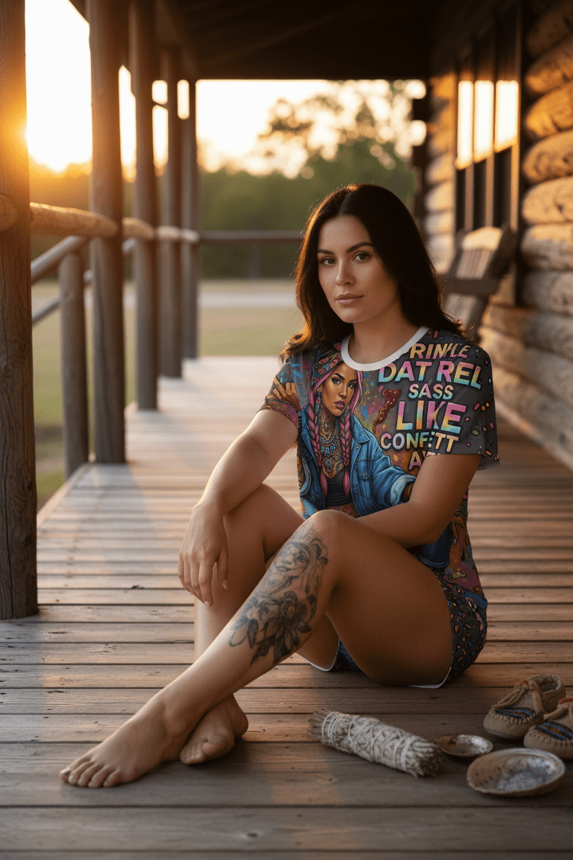 Rez Sass Like Confetti - Women's Short Pajama Set (AOP)Ember Spirit Apparelwomen's AOP pajama set