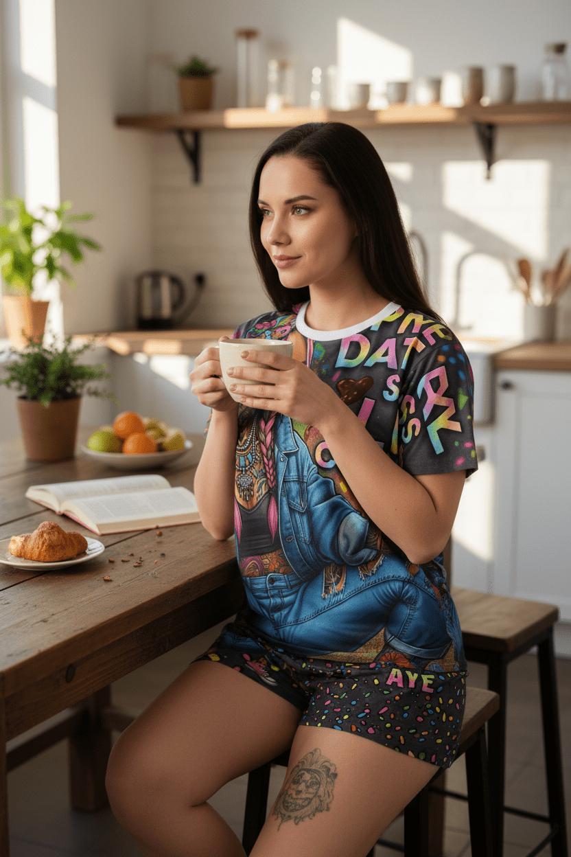 Rez Sass Like Confetti - Women's Short Pajama Set (AOP)Ember Spirit Apparelwomen's AOP pajama set