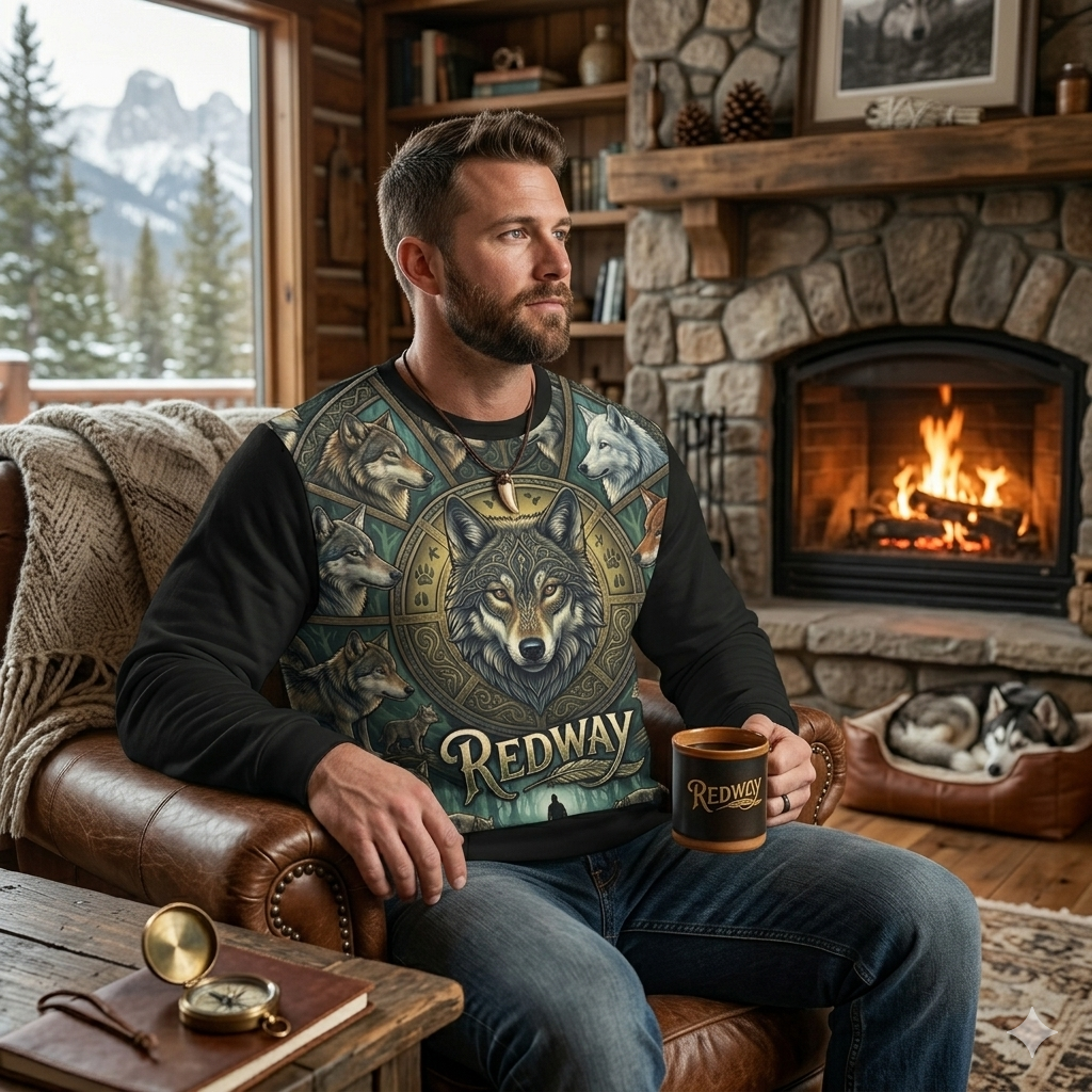 Redway Wolf Mandala Sweatshirt — Mythic Wolf Graphic Crewneck