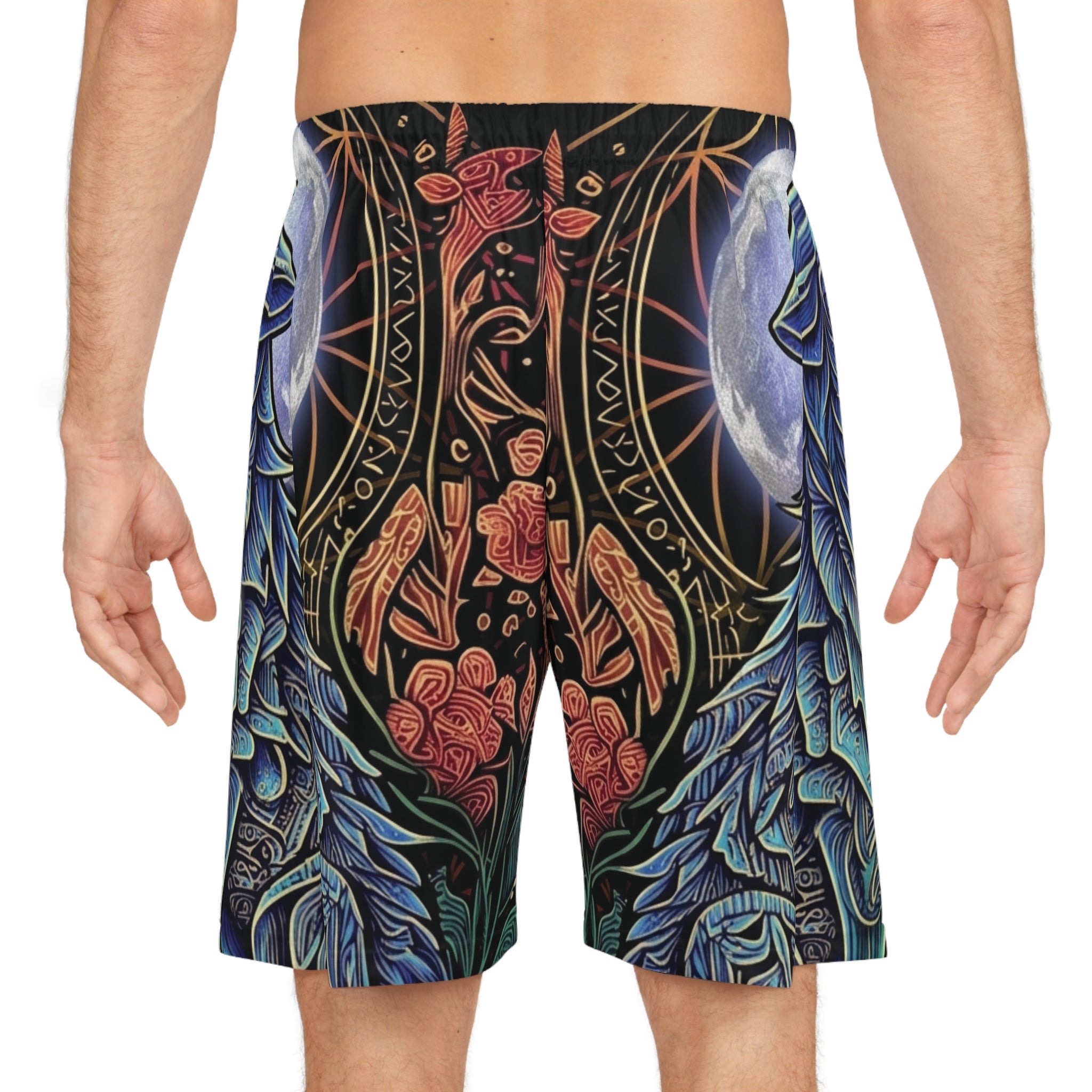 Mystic Moon Wings Basketball Shorts — All - Over PrintEmber Spirit Apparel
