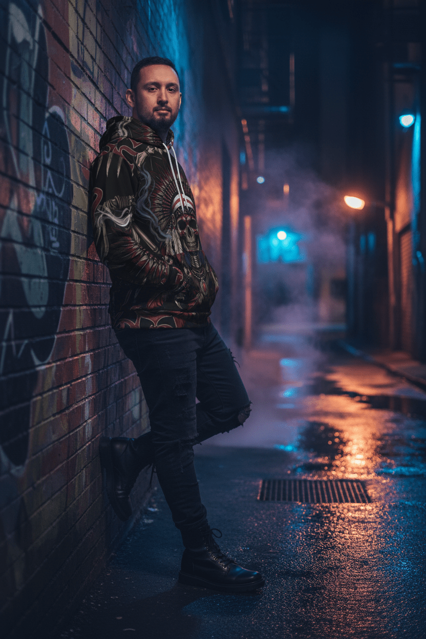 Skull Chief Hoodie – Native Headdress All - Over Print Fashion HoodieEmber Spirit Apparel