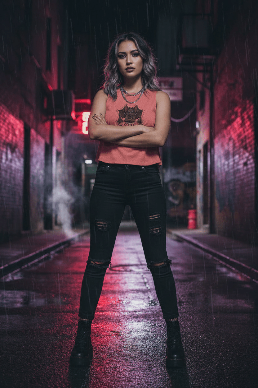 Stay Deadly Bat Crop Top — Gothic Women's Summer Tank, Vampire Halloween GraphicEmber Spirit Apparel
