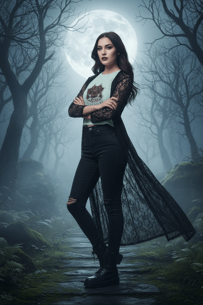 Stay Deadly Bat Crop Top — Gothic Women's Summer Tank, Vampire Halloween GraphicEmber Spirit Apparel