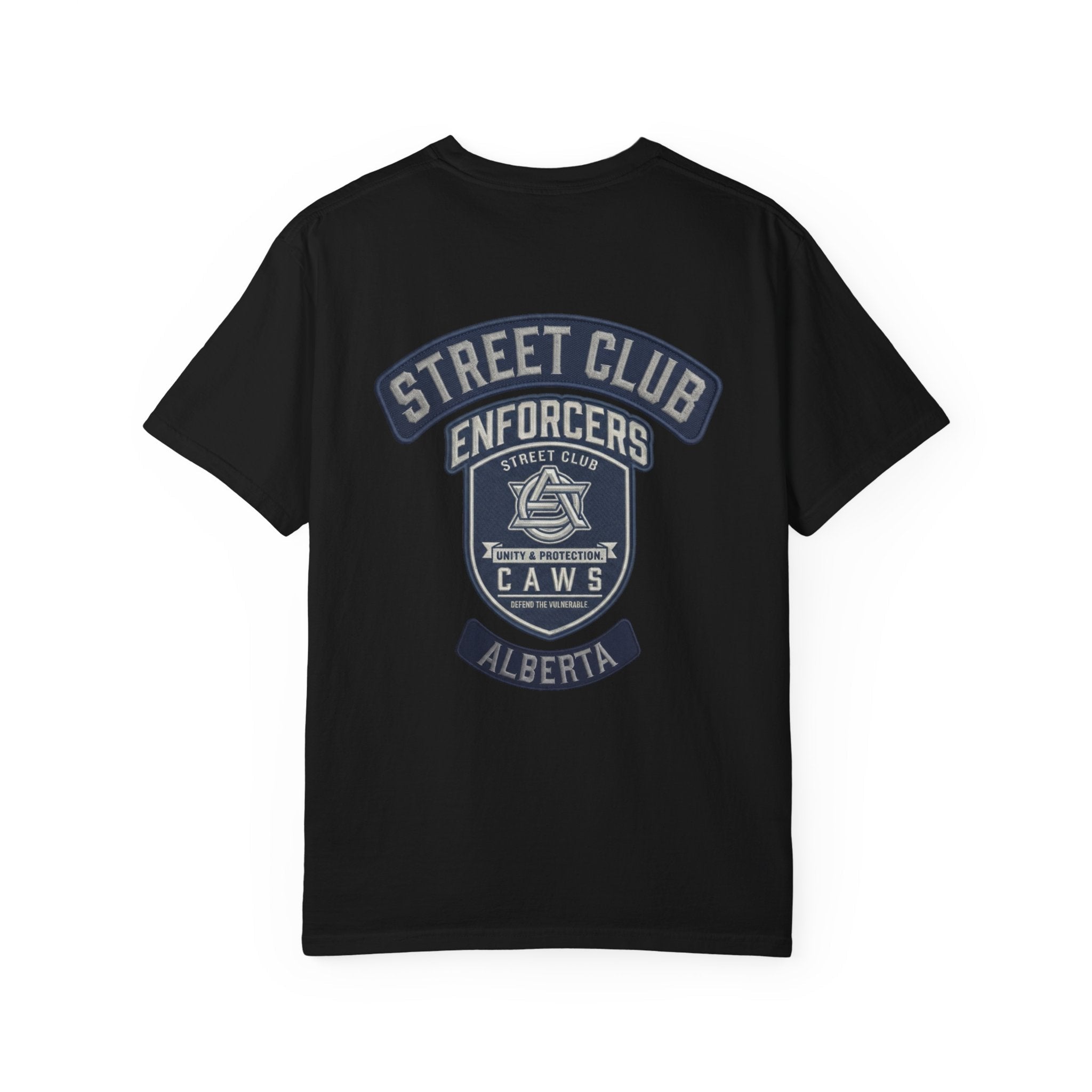 Street Club Enforcers Tee — CAW (Children Animals Women) Protection Crest T-ShirtEmber Spirit Apparel