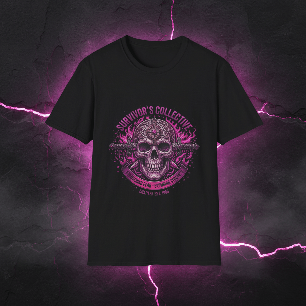 Survivor's Collective Skull T-Shirt — Pink Floral Day of the Dead DesignEmber Spirit Apparel