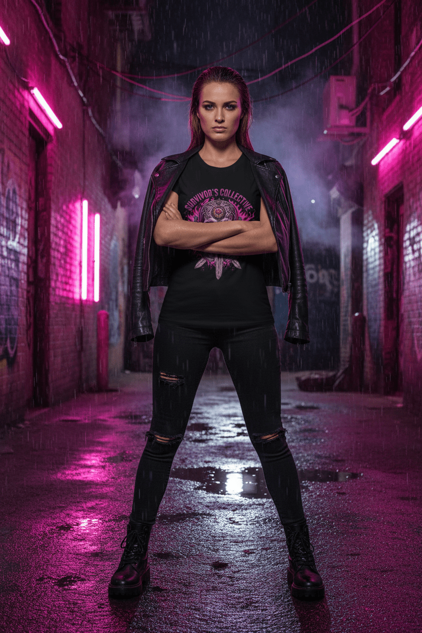 Survivor's Collective Skull T-Shirt — Pink Floral Day of the Dead DesignEmber Spirit Apparel