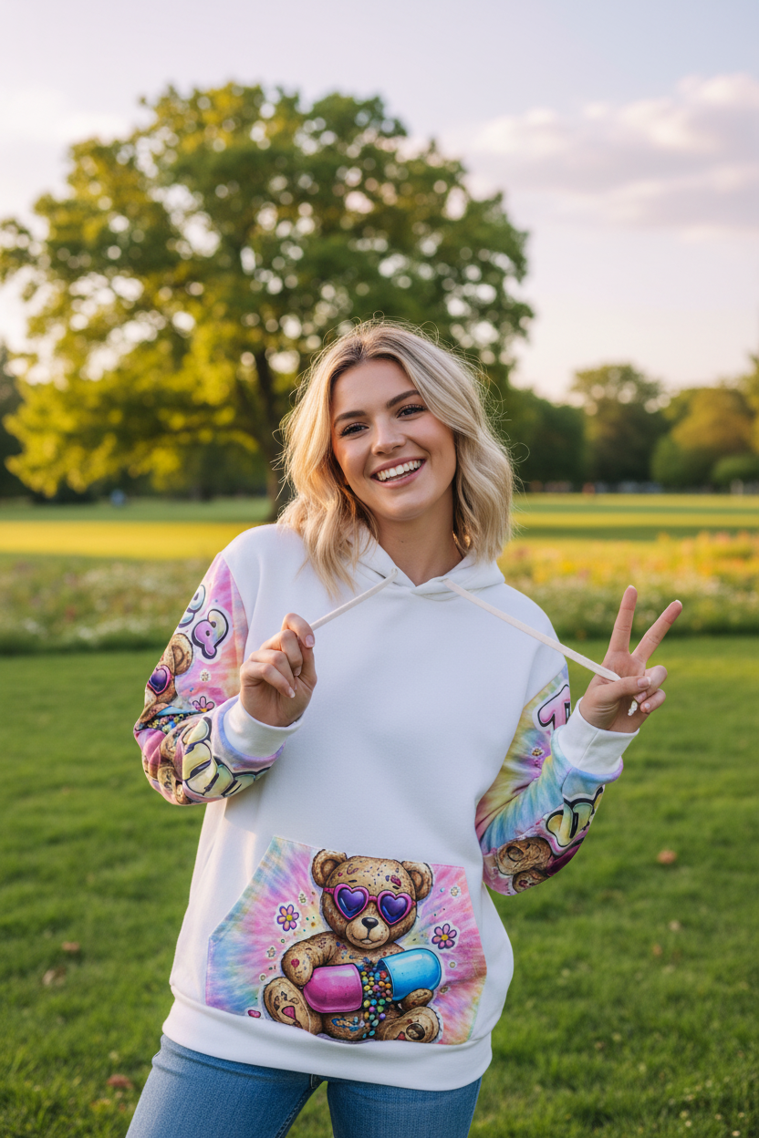 Take a Chill Pill Hoodie – Retro Pill Graphic All - Over Print Unisex SweatshirtEmber Spirit Apparel