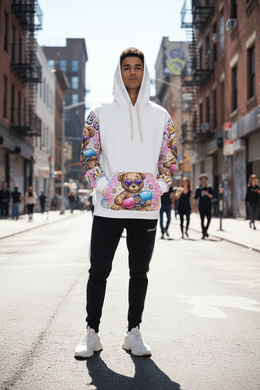 Take a Chill Pill Hoodie – Retro Pill Graphic All - Over Print Unisex SweatshirtEmber Spirit Apparel