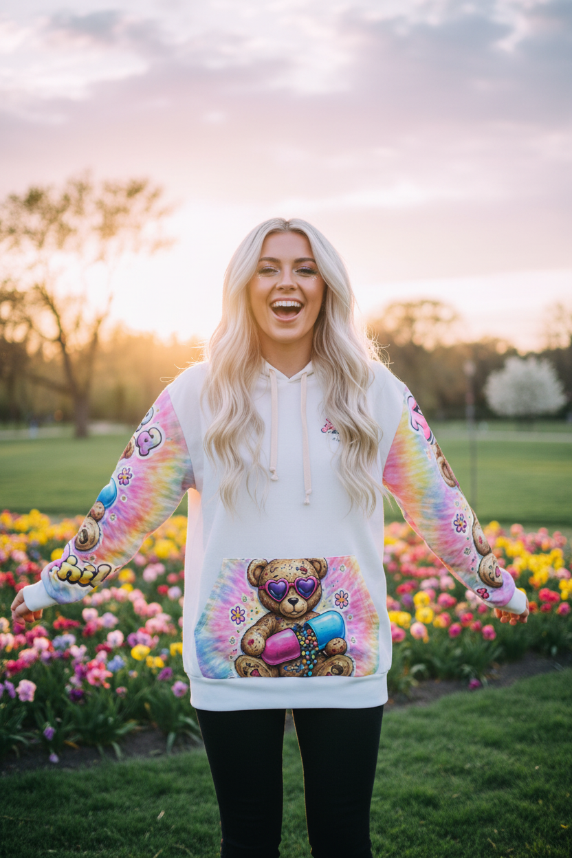 Take a Chill Pill Hoodie – Retro Pill Graphic All - Over Print Unisex SweatshirtEmber Spirit Apparel