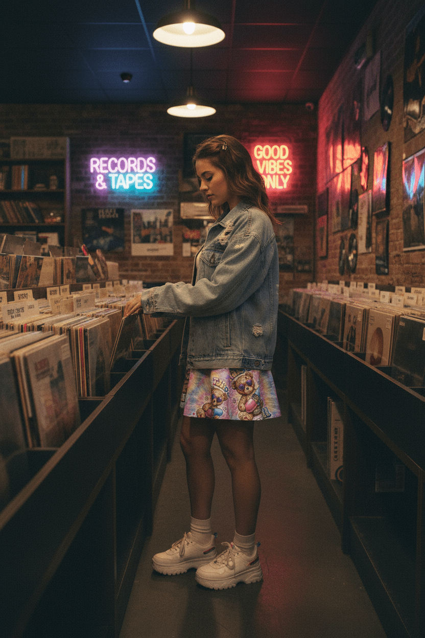 Take a Chill Pill Skater Skirt — 90s Retro Graphic Women's Skater SkirtEmber Spirit Apparel