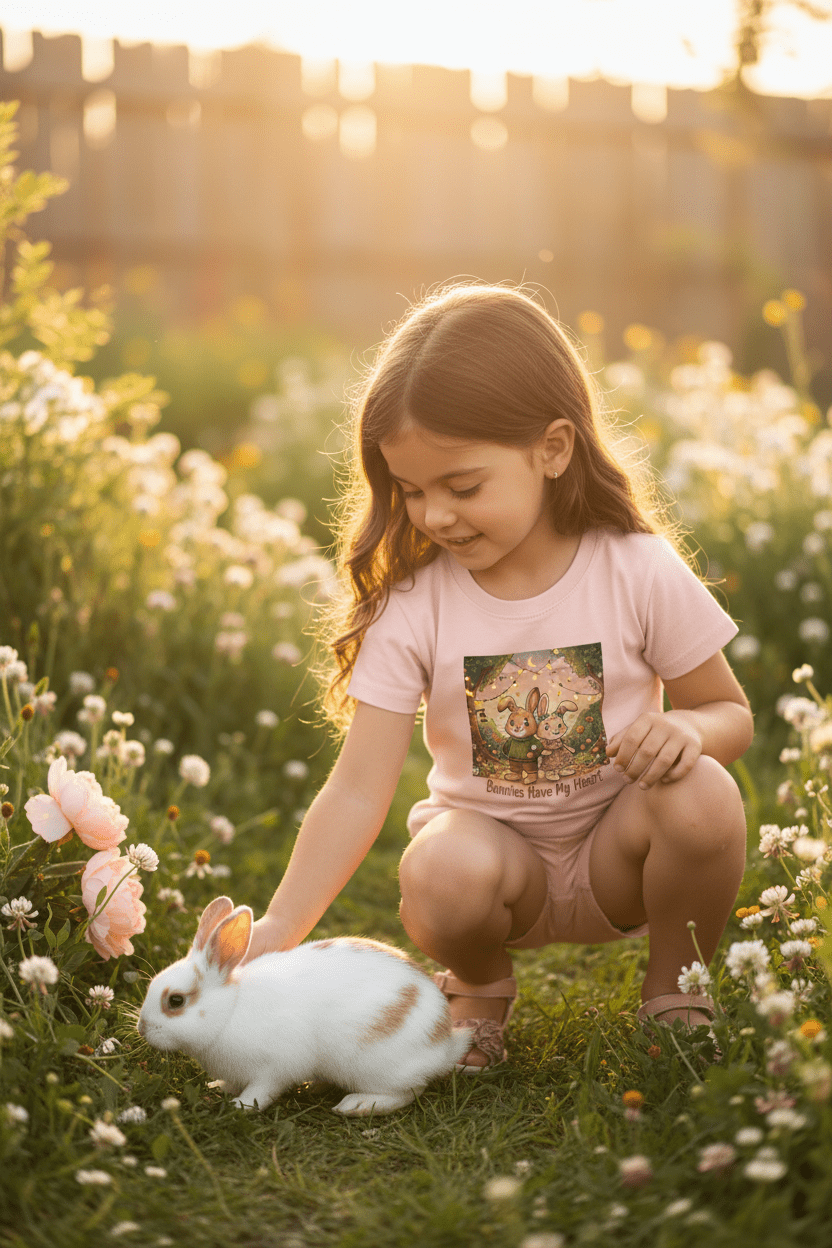 Toddler T-Shirt — "Bunnies Have My Heart" Cute Woodland Bunny Kids TeeEmber Spirit Apparel