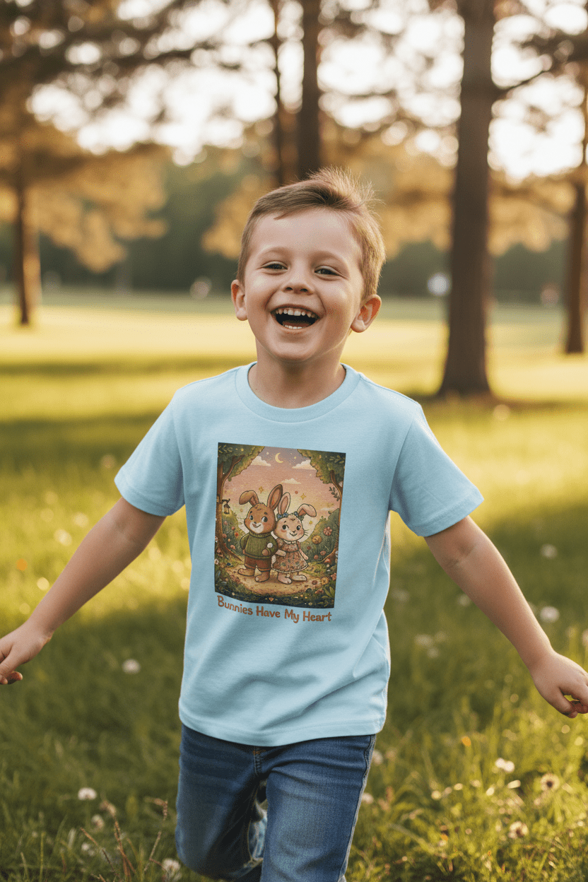 Toddler T-Shirt — "Bunnies Have My Heart" Cute Woodland Bunny Kids TeeEmber Spirit Apparel