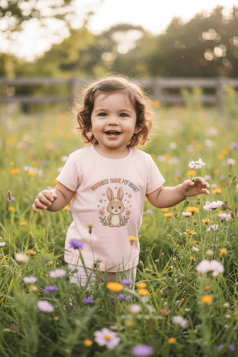 Toddler T-Shirt — "Bunnies Have My Heart" Cute Woodland Bunny Kids TeeEmber Spirit Apparel